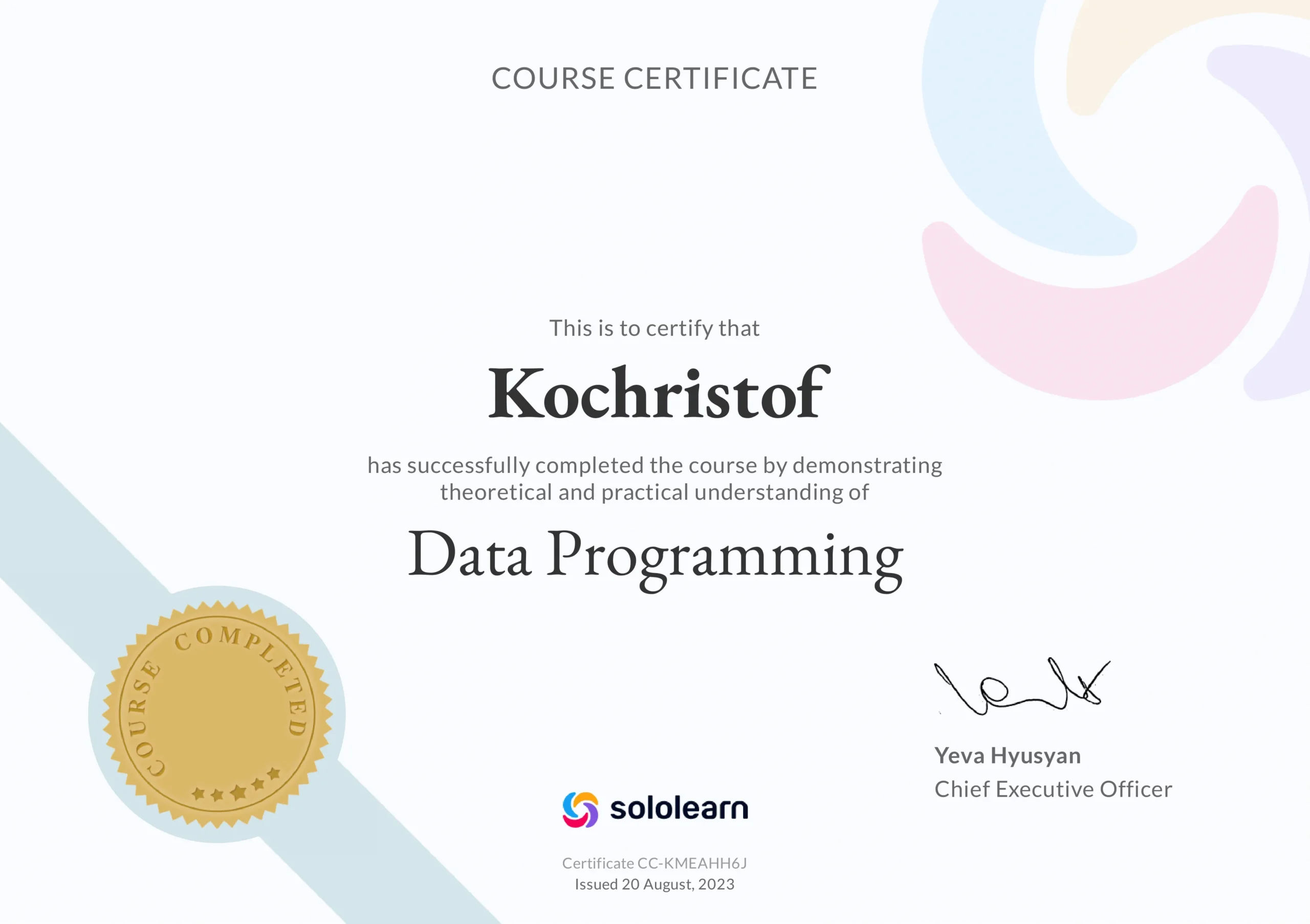 Data Programming – Certification