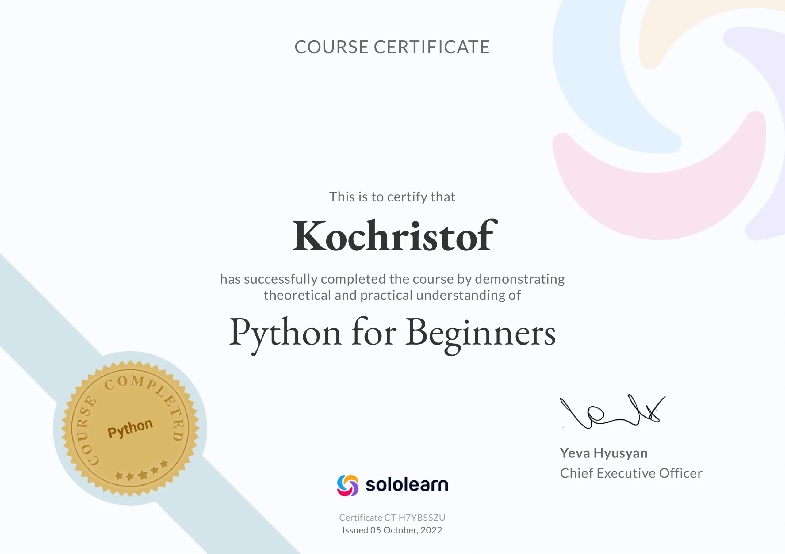 Python for Beginners – Certification